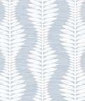 Lillian August Carina Leaf Ogee Charlotte Blue Wallpaper