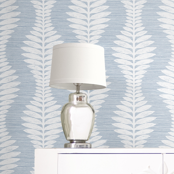 Lillian August Carina Leaf Ogee Charlotte Blue Wallpaper image 4 of 4