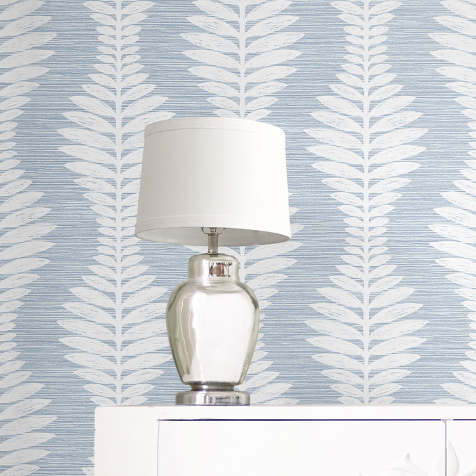 Lillian August Carina Leaf Ogee Charlotte Blue Wallpaper image 4 of 4