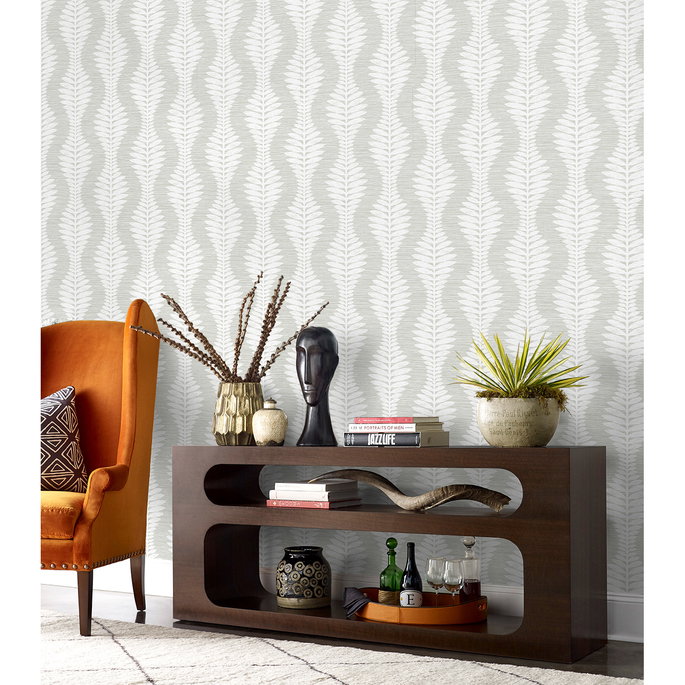 Lillian August Carina Leaf Ogee Sea Salt Wallpaper image 3 of 4