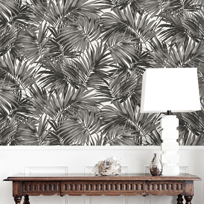 Lillian August Cordelia Tossed Palms Onyx Wallpaper image 3 of 4