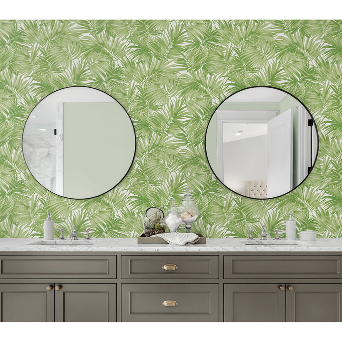 Lillian August Cordelia Tossed Palms Spring Green Wallpaper image 4 of 4