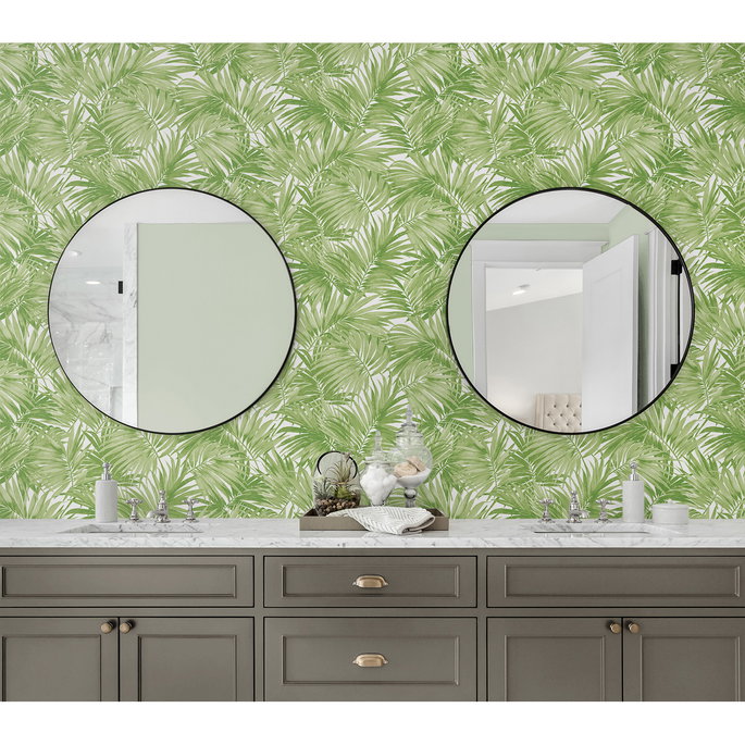 Lillian August Cordelia Tossed Palms Spring Green Wallpaper image 4 of 4