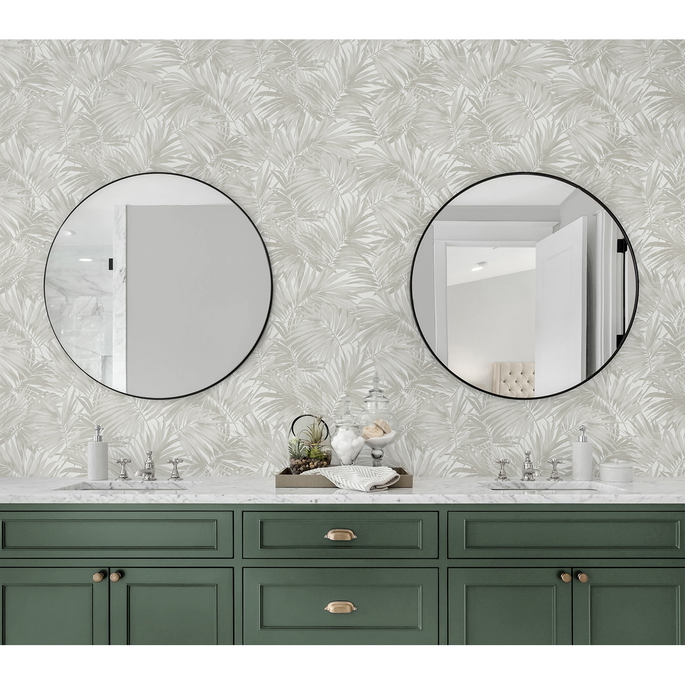 Lillian August Cordelia Tossed Palms Dove Grey Wallpaper image 4 of 4