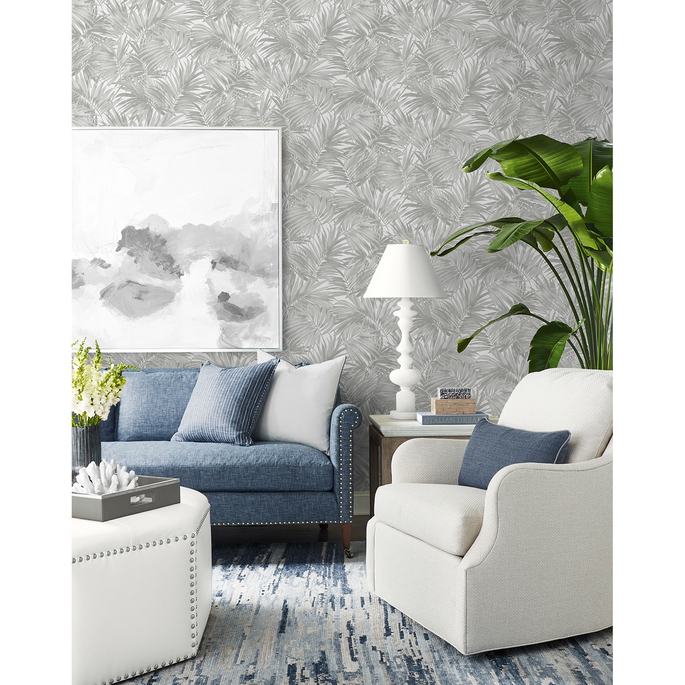 Lillian August Cordelia Tossed Palms Argos Grey Wallpaper image 2 of 4
