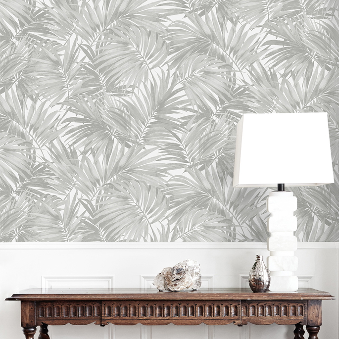 Lillian August Cordelia Tossed Palms Argos Grey Wallpaper image 3 of 4