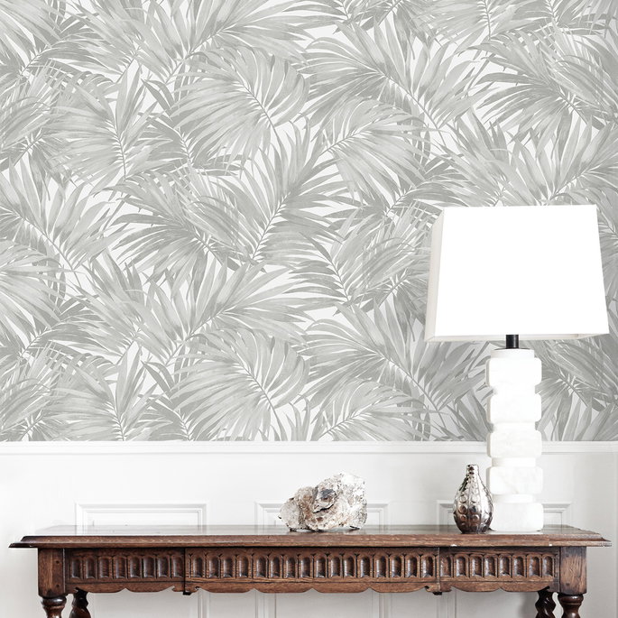 Lillian August Cordelia Tossed Palms Argos Grey Wallpaper image 3 of 4