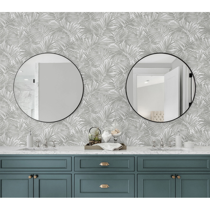 Lillian August Cordelia Tossed Palms Argos Grey Wallpaper image 4 of 4