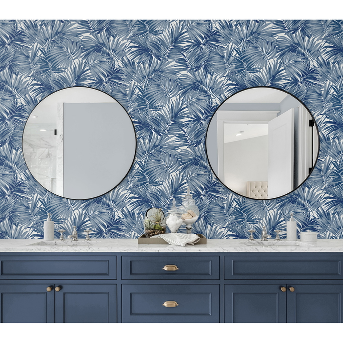 Lillian August Cordelia Tossed Palms Pacific Blue Wallpaper image 4 of 4
