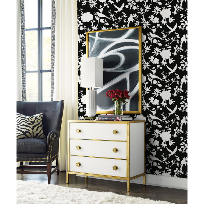 Lillian August Kauai Bird Toile Inkwell Wallpaper image 2 of 2