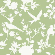 Lillian August Kauai Bird Toile Seacrest Green Wallpaper