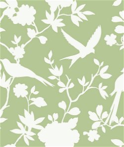 Lillian August Kauai Bird Toile Seacrest Green Wallpaper