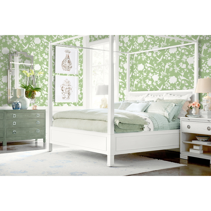 Lillian August Kauai Bird Toile Seacrest Green Wallpaper image 2 of 2