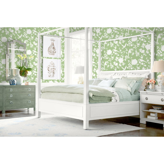 Lillian August Kauai Bird Toile Seacrest Green Wallpaper image 2 of 2