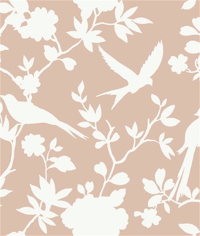 Lillian August Kauai Bird Toile Peach Petal Wallpaper