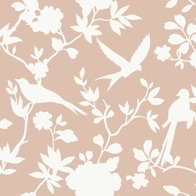 Lillian August Kauai Bird Toile Peach Petal Wallpaper image 1 of 2