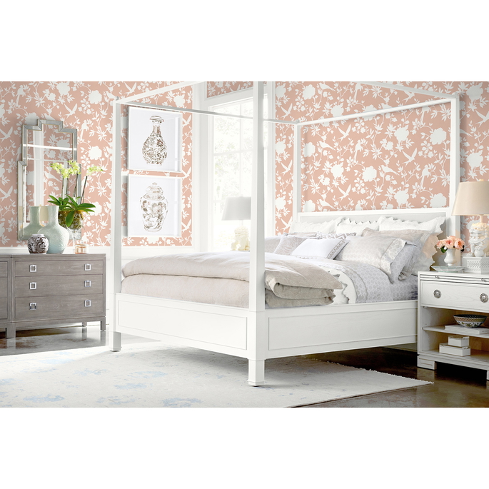 Lillian August Kauai Bird Toile Peach Petal Wallpaper image 2 of 2