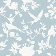 Lillian August Kauai Bird Toile Hampton Blue Wallpaper
