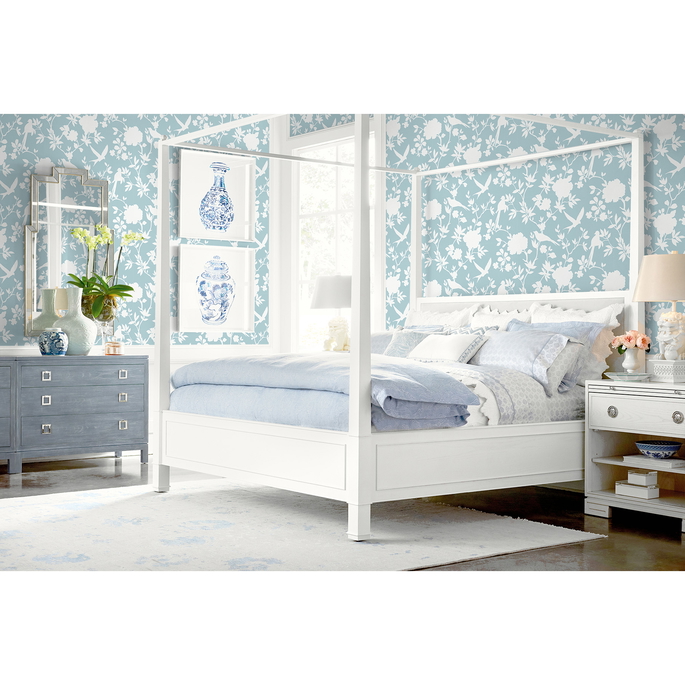 Lillian August Kauai Bird Toile Hampton Blue Wallpaper image 2 of 2