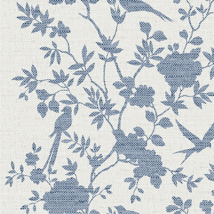 Lillian August Aloha Bird Trail Denim Blue Wallpaper image 1 of 3