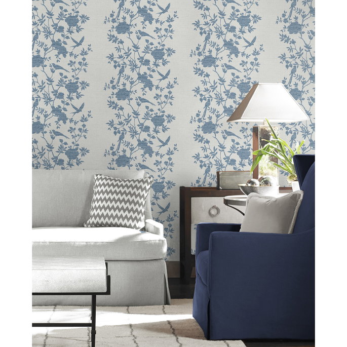 Lillian August Aloha Bird Trail Denim Blue Wallpaper image 2 of 3