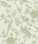 Lillian August Aloha Bird Trail Green Ivy Wallpaper