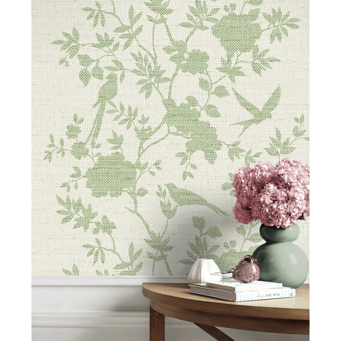 Lillian August Aloha Bird Trail Green Ivy Wallpaper image 3 of 3