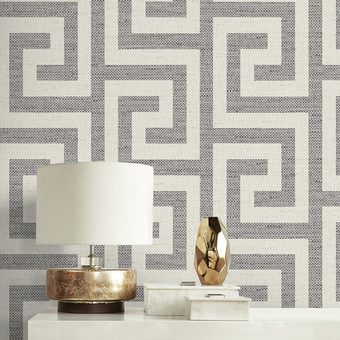 Lillian August Luna Retreat Greek Key Charcoal Wallpaper image 4 of 4