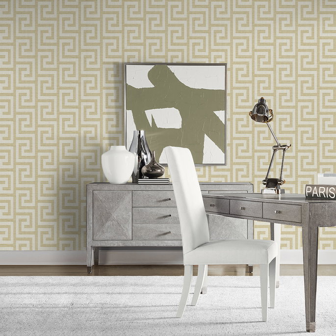 Lillian August Luna Retreat Greek Key Golden Wallpaper image 2 of 4