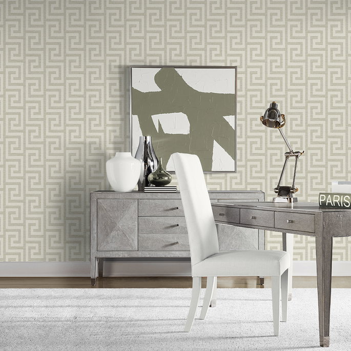 Lillian August Luna Retreat Greek Key Pavestone Wallpaper image 2 of 4