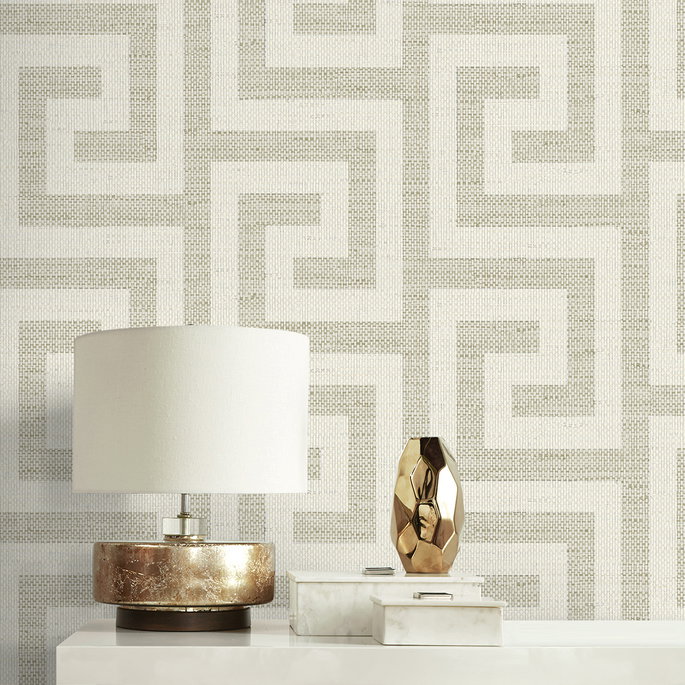 Lillian August Luna Retreat Greek Key Pavestone Wallpaper image 4 of 4