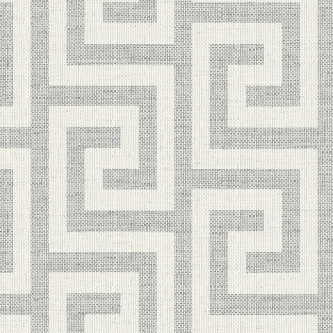 Lillian August Luna Retreat Greek Key Pewter Wallpaper image 1 of 4