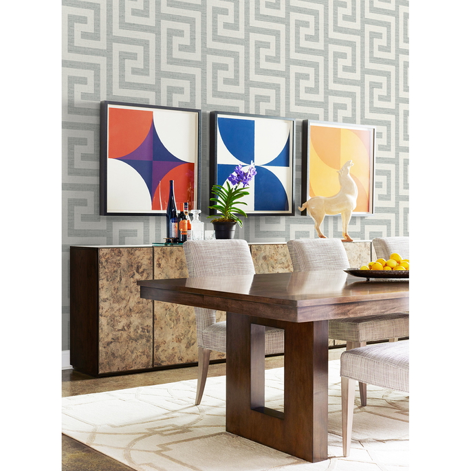 Lillian August Luna Retreat Greek Key Pewter Wallpaper image 3 of 4