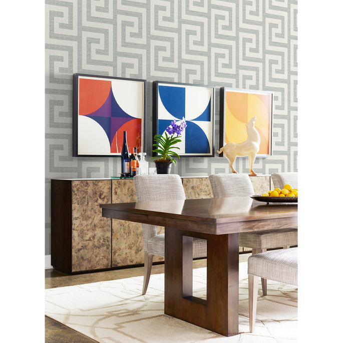 Lillian August Luna Retreat Greek Key Pewter Wallpaper image 3 of 4