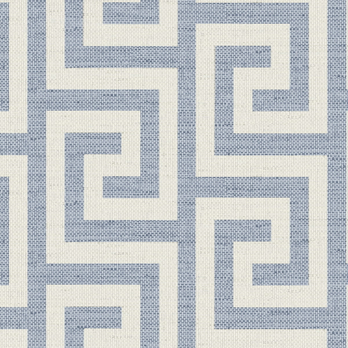 Lillian August Luna Retreat Greek Key Blue Lake Wallpaper image 1 of 4