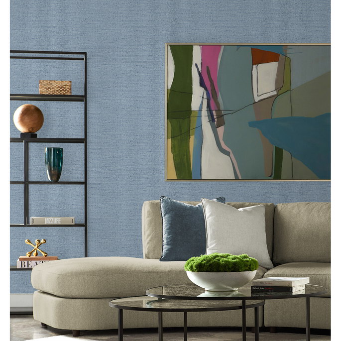 Lillian August Kaya Faux Paperweave Coastal Blue Wallpaper image 2 of 3