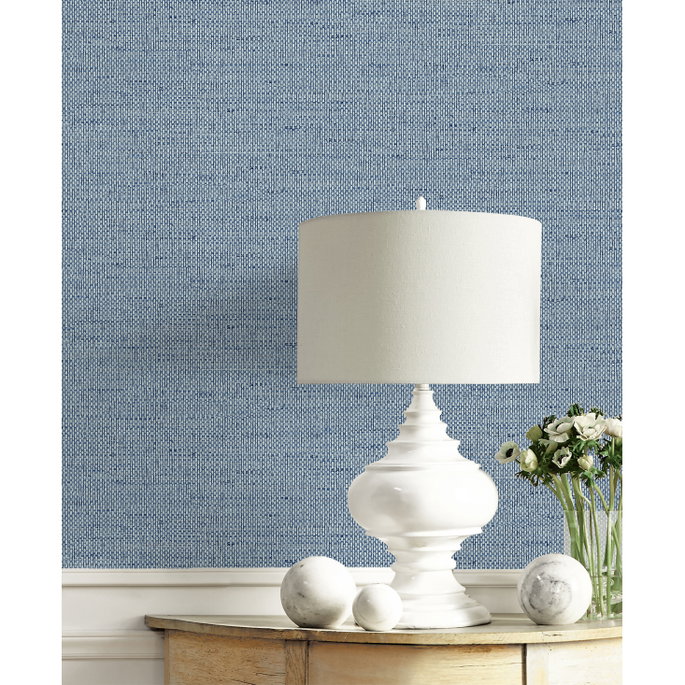 Lillian August Kaya Faux Paperweave Coastal Blue Wallpaper image 3 of 3