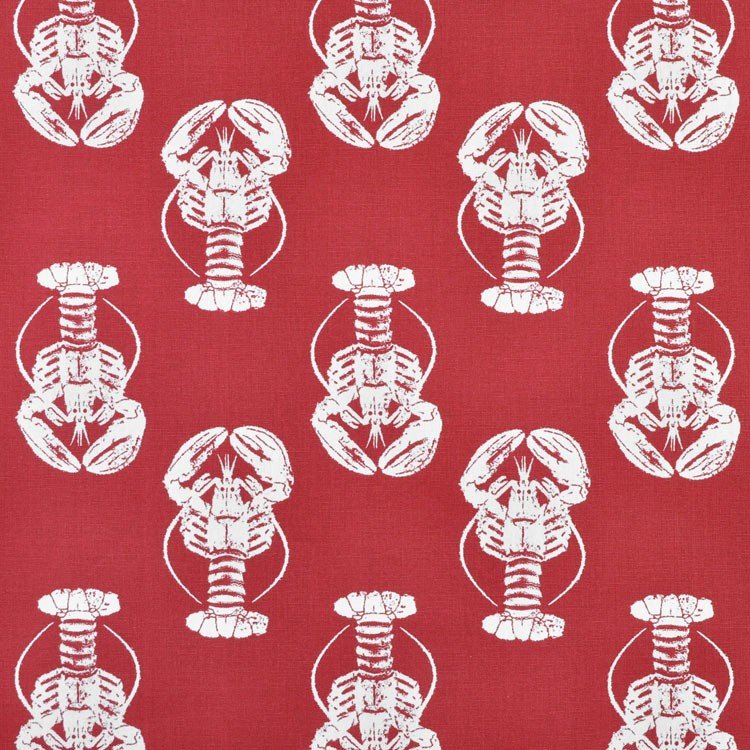 Premier Prints Lobster Timberwolf Red Macon Fabric