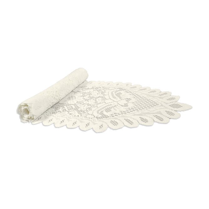 13&quot; x 120&quot; Ivory Floral Lace Table Runner