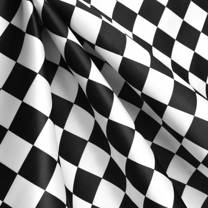 White/Black Checker Matte Satin Fabric image 2 of 2