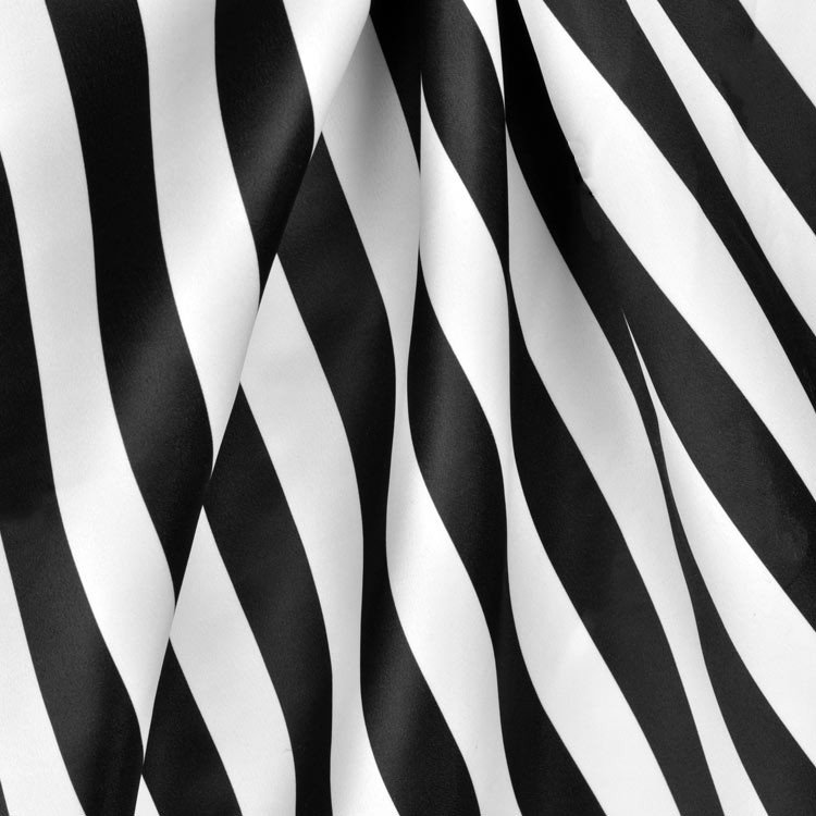 10 Yards Black & White Stripe Satin Fabric 60" Wide Quality USA Seller *SALE** 