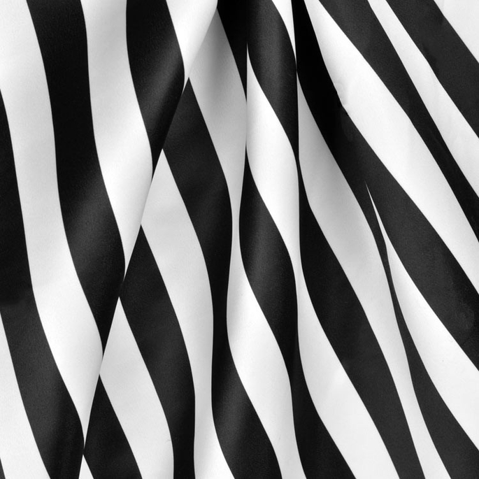 Black/White Stripe Matte Satin Fabric image 2 of 2