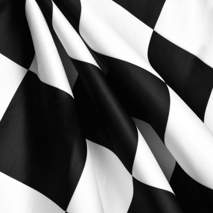 White/Black Medium Checker Matte Satin Fabric image 2 of 2