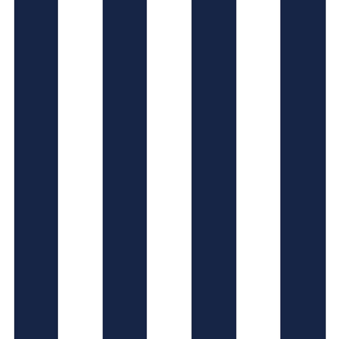 Navy/White Medium Stripe Matte Satin Fabric image 1 of 2