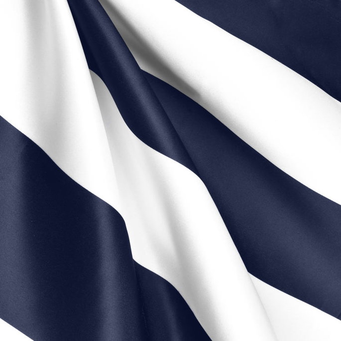 Navy/White Medium Stripe Matte Satin Fabric image 2 of 2