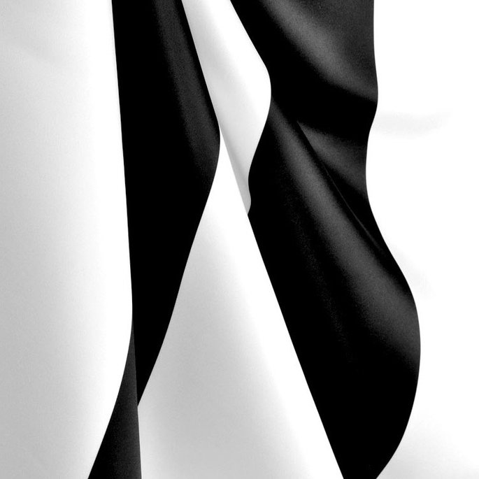 Black/White Wide Stripe Matte Satin Fabric image 2 of 2