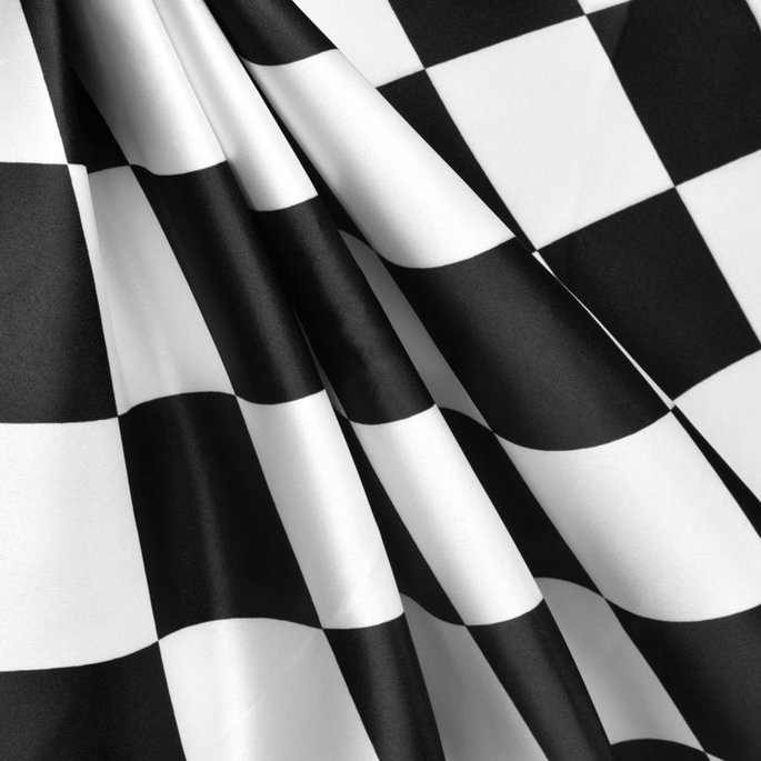 White/Black Harlequin Matte Satin Fabric image 2 of 2