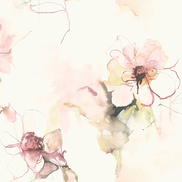 Seabrook Designs Anemone Watercolor Floral Pink Lemonade & Wine Wallpaper