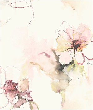 Seabrook Designs Anemone Watercolor Floral Pink Lemonade & Wine Wallpaper
