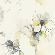 Seabrook Designs Anemone Watercolor Floral Dark Ash & Canary Wallpaper